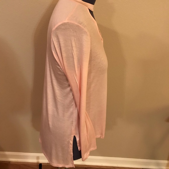 Mock neck, keyhole, crisscross long sleeve top. - Picture 5 of 5